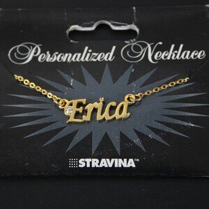 ERICA Goldtone Rhinestone Accent 14.5" w 4.5" Multi Ring Ext Necklace